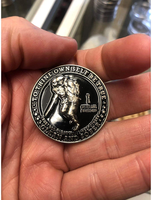 40mm AA Medallion Keychain - Tri-Plate Chip/Coin/Token Holder - Silver