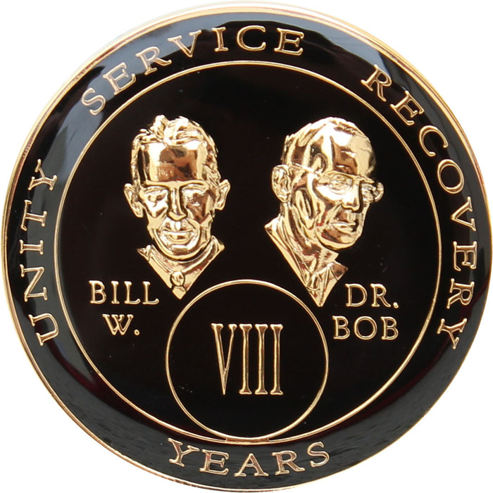 Recovery Mint 8 Year AA Medallion - Tri-Plate Eight Year Chip/Coin - Founders Black