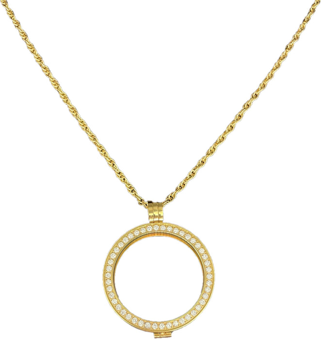 34mm Standard Size AA Medallion Necklace - Tri-Plate Chip/Coin/Token Holder - Gold Bling