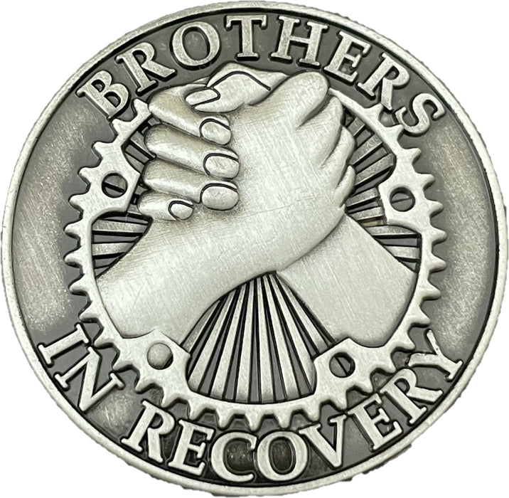 Brothers in Recovery AA/NA Sobriety Medallion - Antique Silver