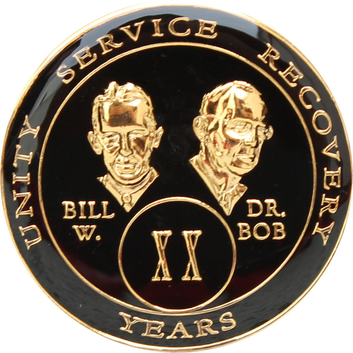 Recovery Mint 20 Year AA Medallion - Tri-Plate Twenty Year Chip/Coin - Founders Black