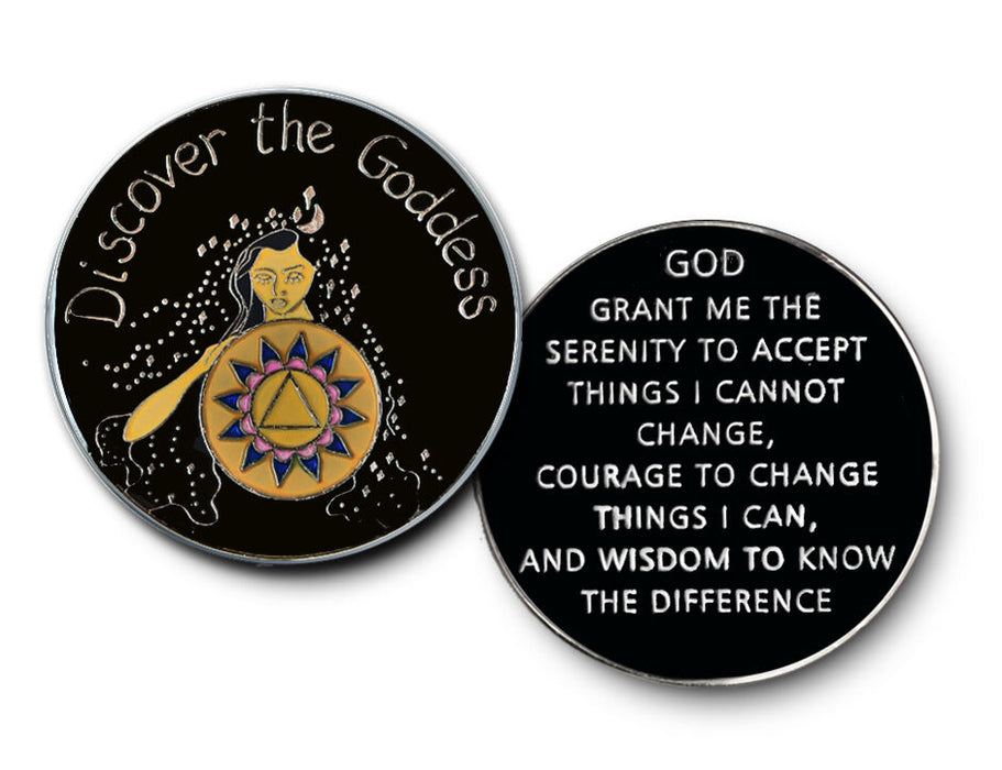 Discover the Goddess Specialty AA Recovery Medallion - Black