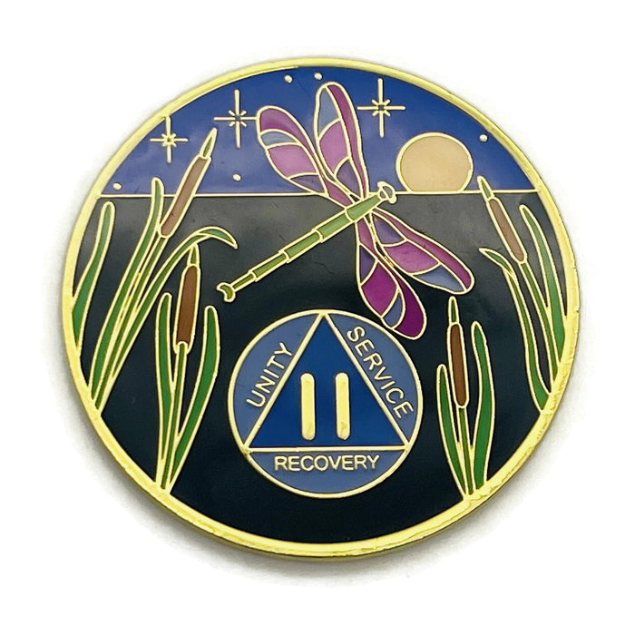 1 to 60 Year Dragonfly 9th Step Specialty AA Recovery Medallion - Tri-Plated Chip/Coin