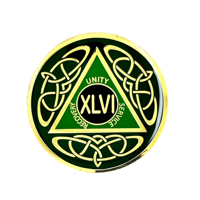 1 to 60 Year Celtic Knot Specialty AA Recovery Medallion - Tri-Plated Chip/Coin