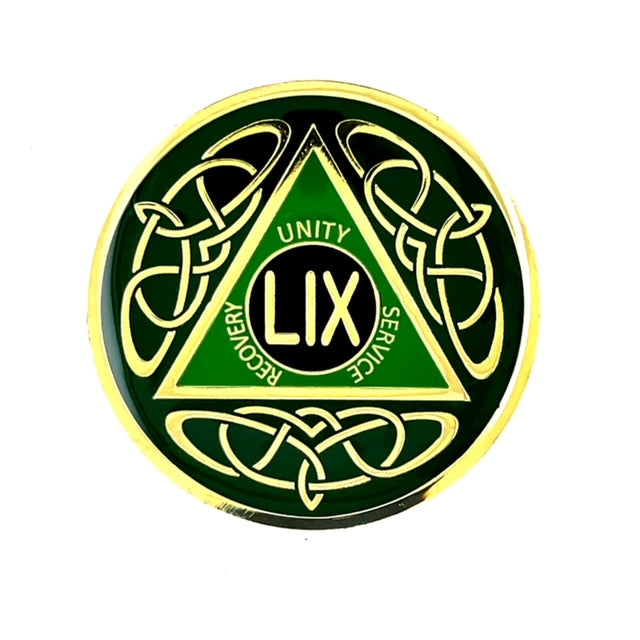 1 to 60 Year Celtic Knot Specialty AA Recovery Medallion - Tri-Plated Chip/Coin