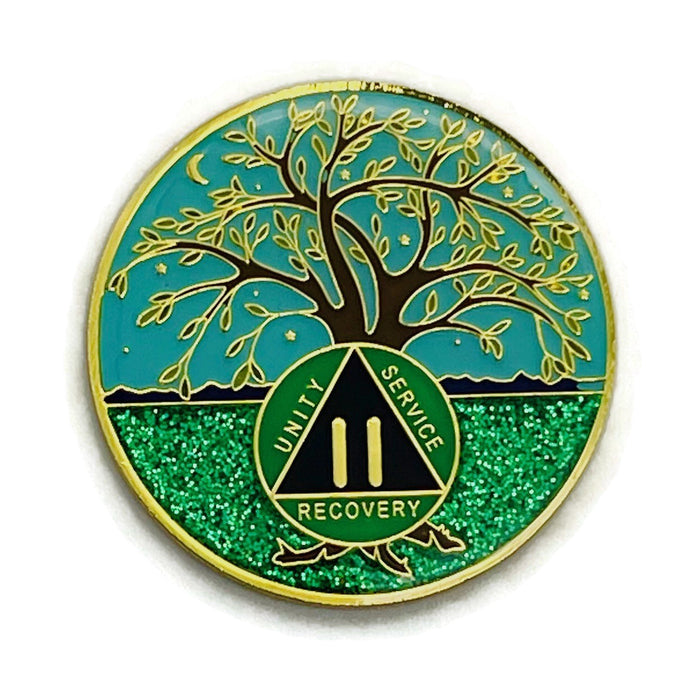2 Year Tree of Life Specialty AA Recovery Medallion - Tri-Plated Two Year Chip/Coin