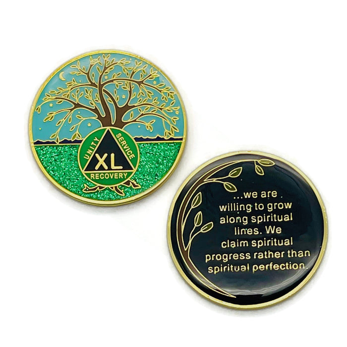 40 Year Tree of Life Specialty AA Recovery Medallion - Tri-Plated Forty Year Chip/Coin