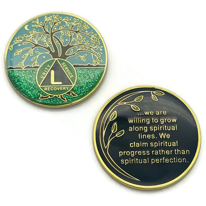 50 Year Tree of Life Specialty AA Recovery Medallion - Tri-Plated Fifty Year Chip/Coin