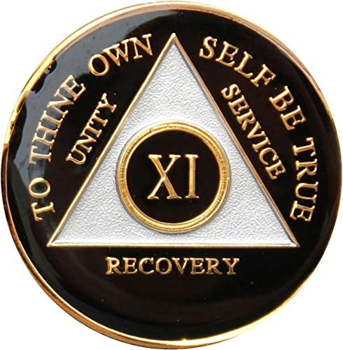 Recovery Mint 11 Year AA Medallion - Tri-Plate Eleven Year Chip/Coin - Black