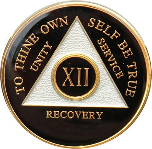 Recovery Mint 12 Year AA Medallion - Tri-Plate Twelve Year Chip/Coin - Black