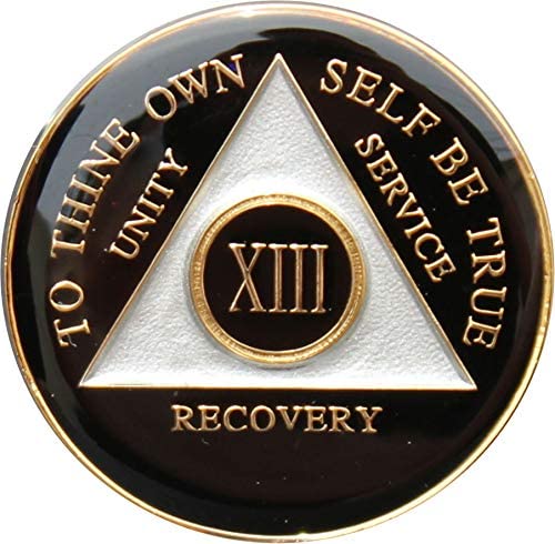 Recovery Mint 13 Year AA Medallion - Tri-Plate Thirteen Year Chip/Coin - Black