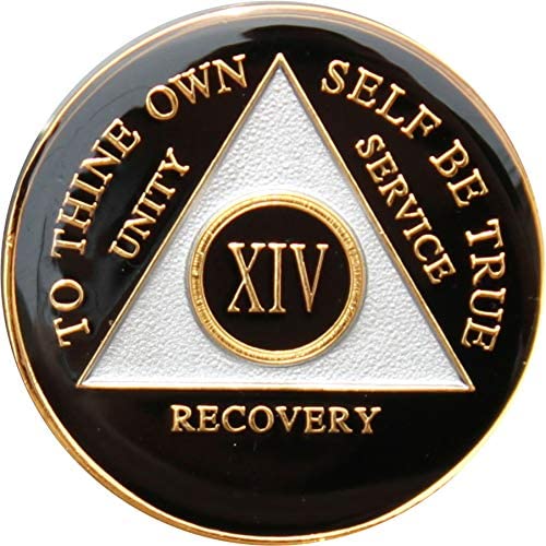 Recovery Mint 14 Year AA Medallion - Tri-Plate Fourteen Year Chip/Coin - Black