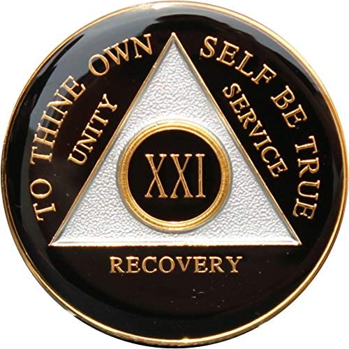 Recovery Mint 21 Year AA Medallion - Tri-Plate Twenty-One Year Chip/Coin - Black