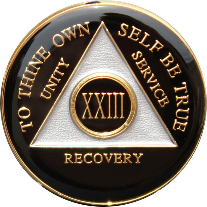 Recovery Mint 23 Year AA Medallion - Tri-Plate Twenty-Three Year Chip/Coin - Black