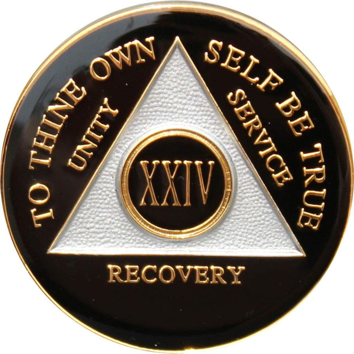 Recovery Mint 24 Year AA Medallion - Tri-Plate Twenty-Four Year Chip/Coin - Black