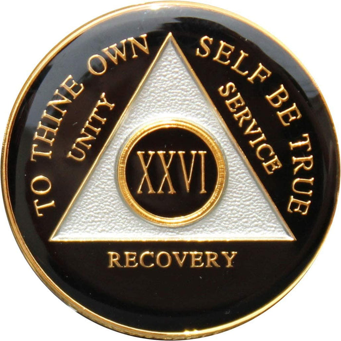 Recovery Mint 26 Year AA Medallion - Tri-Plate Twenty-Six Year Chip/Coin - Black