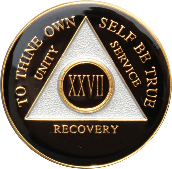 Recovery Mint 27 Year AA Medallion - Tri-Plate Twenty-Seven Year Chip/Coin - Black
