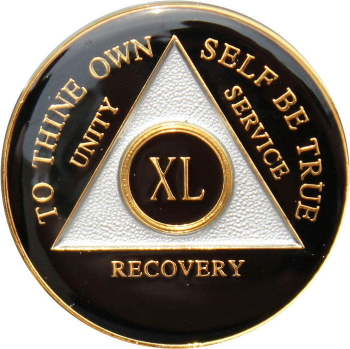 Recovery Mint 40 Year AA Medallion - Tri-Plate Forty Year Chip/Coin - Black