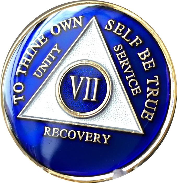 Recovery Mint 7 Year AA Medallion - Tri-Plate Seven Year Chip/Coin - Blue