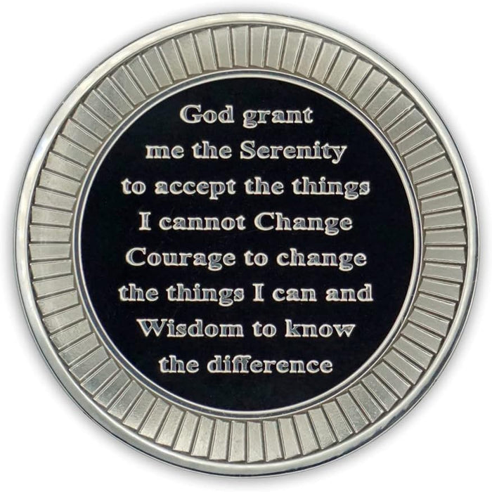 Grateful I'm Alive AA/NA 3D Sculpted Affirmation Recovery Medallion - Black / Silver
