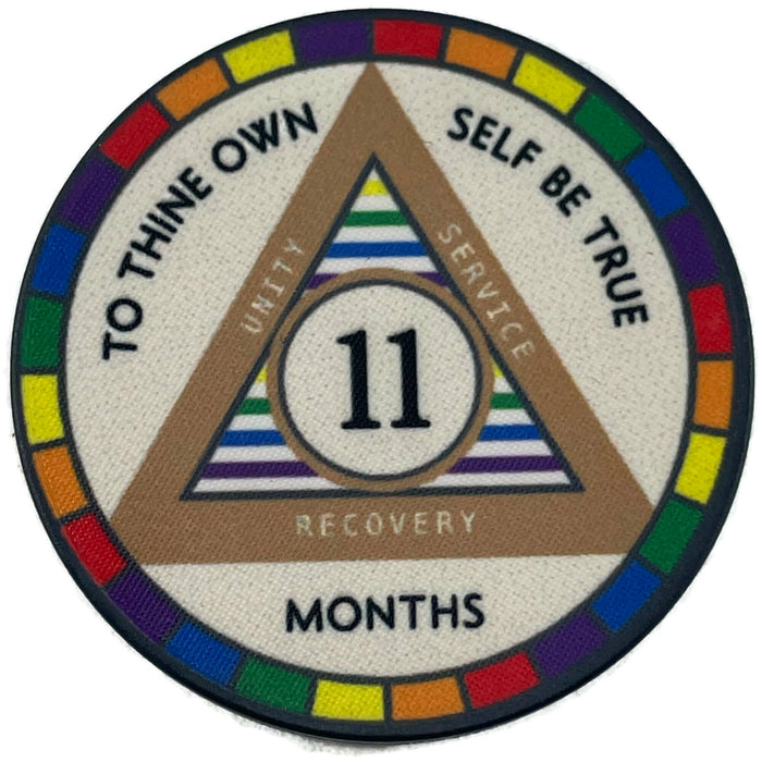 Poker Chip Style Sobriety Chips - Newcomer Coins - 11 Months Rainbow