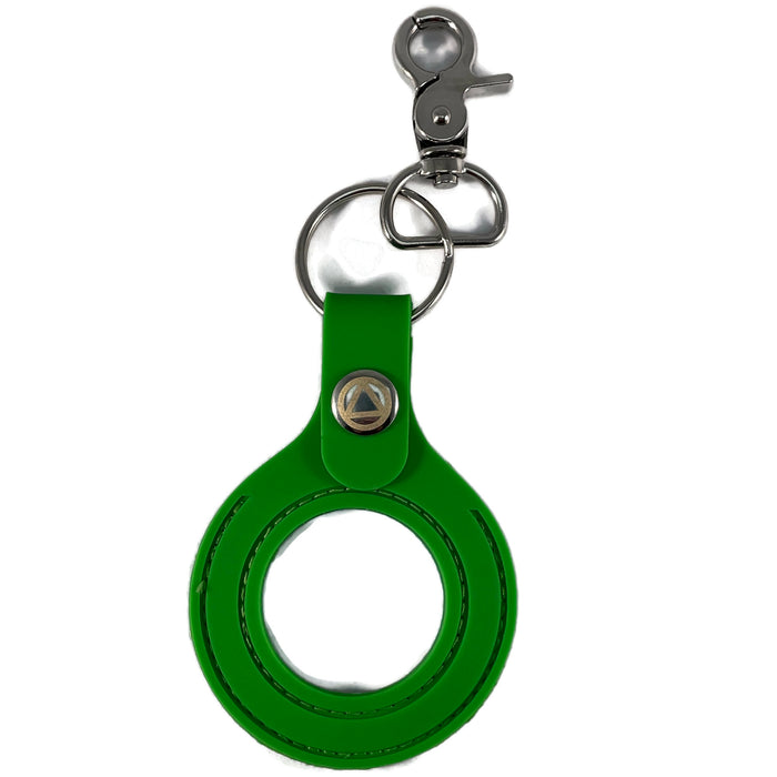 Rubber AA Medallion Keychain Holder - Sobriety Chip/Coin/Token Holder - Green