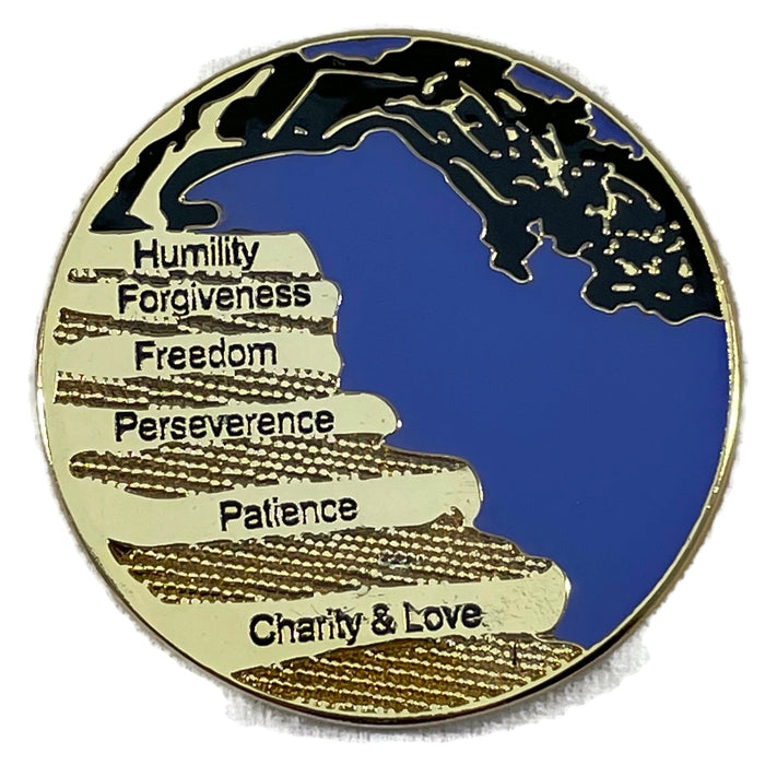 Wisdom Tree 12 Steps/Principles AA Gold Plated Recovery Medallion