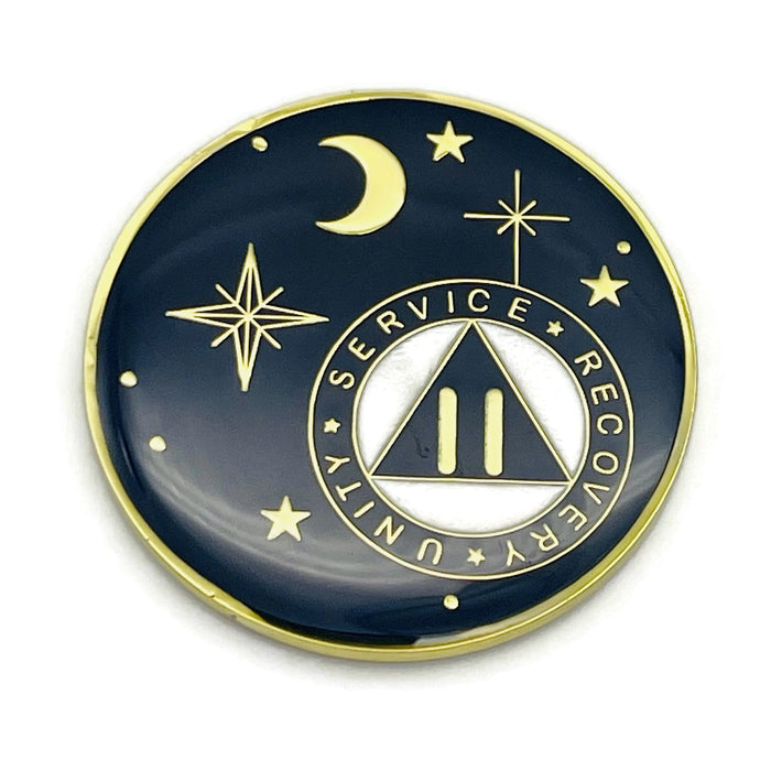 1 to 40 Year Rocketed to 4th Dimension Specialty AA Recovery Medallion - Tri-Plated Chip/Coin - Blue