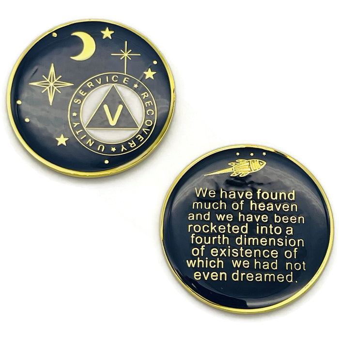5 Year Rocketed to 4th Dimension Specialty AA Recovery Medallion - Tri-Plated Five Year Chip/Coin - Blue