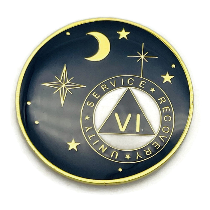 6 Year Rocketed to 4th Dimension Specialty AA Recovery Medallion - Tri-Plated Six Year Chip/Coin - Blue
