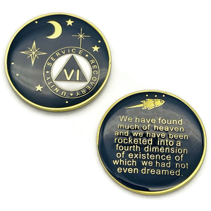 6 Year Rocketed to 4th Dimension Specialty AA Recovery Medallion - Tri-Plated Six Year Chip/Coin - Blue
