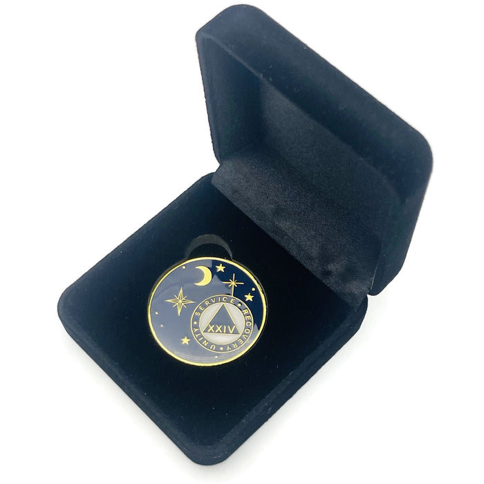 24 Year Rocketed to 4th Dimension Specialty AA Recovery Medallion - Tri-Plated Twenty-Four Year Chip/Coin - Blue + Velvet Case