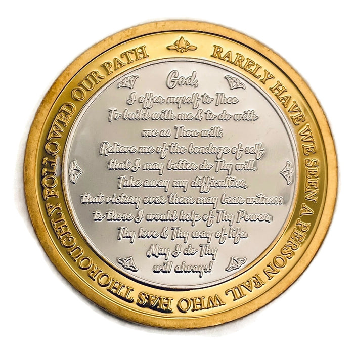 AA Purple Glitter 5 Year Coin Tri-Plate Alcoholics Anonymous Medallion Display E - Foto 5