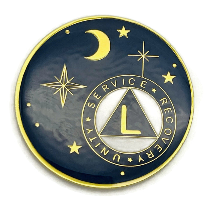 50 Year Rocketed to 4th Dimension Specialty AA Recovery Medallion - Tri-Plated Fifty Year Chip/Coin - Blue
