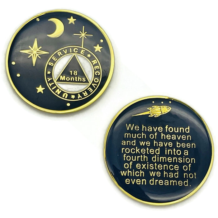 18 Months Rocketed to 4th Dimension Specialty AA Recovery Medallion - Tri-Plated 18 Month Chip/Coin - Blue