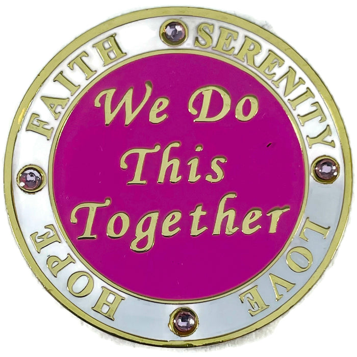 Sisters in Recovery Specialty AA/NA Butterfly Medallion - Pink/White/Gold