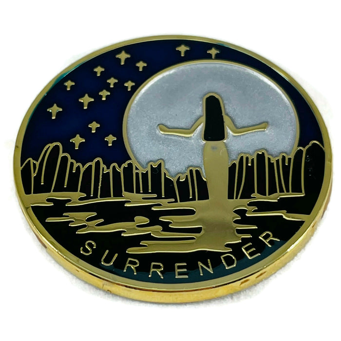 Surrender Specialty AA/NA Recovery Medallion - Blue/Gold