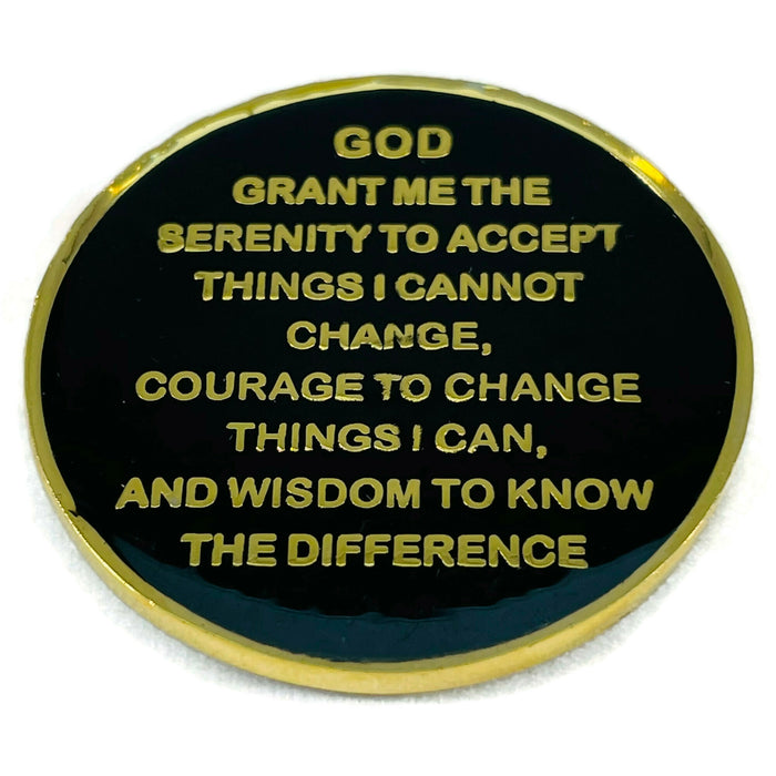 Let Go, Let God Praying Hands AA/NA Recovery Medallion - Black/Gold