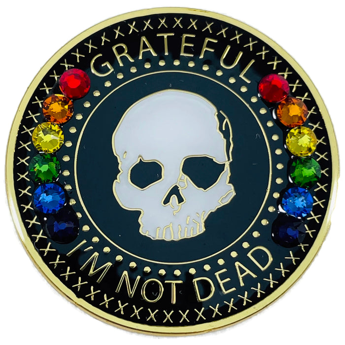 3 Pack of Grateful I'm Not Dead AA/NA Crystallized Recovery Medallions