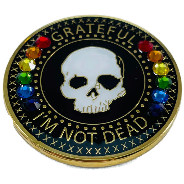 Grateful I'm Not Dead AA/NA Crystallized Recovery Medallion - Black / Rainbow