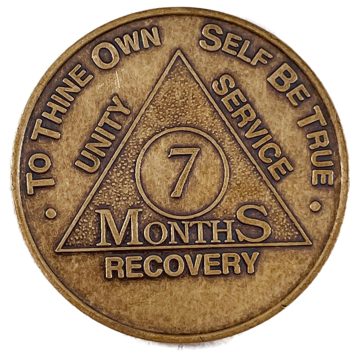 Recovery Mint 7 Months Bronze AA Meeting Chips - Seven Months Sobriety Coins/Tokens