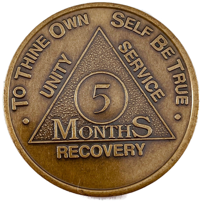 Recovery Mint 5 Months Bronze AA Meeting Chips - Five Months Sobriety Coins/Tokens