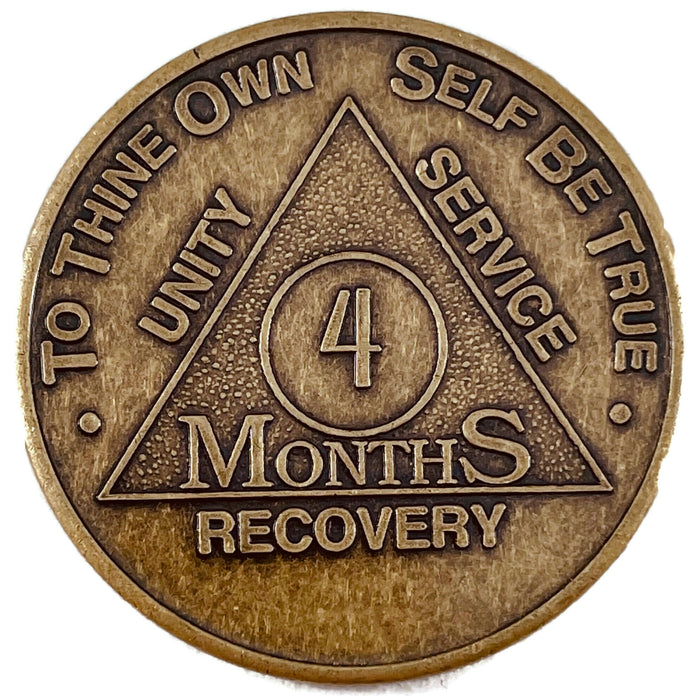 Recovery Mint 4 Months Bronze AA Meeting Chips - Four Months Sobriety Coins/Tokens
