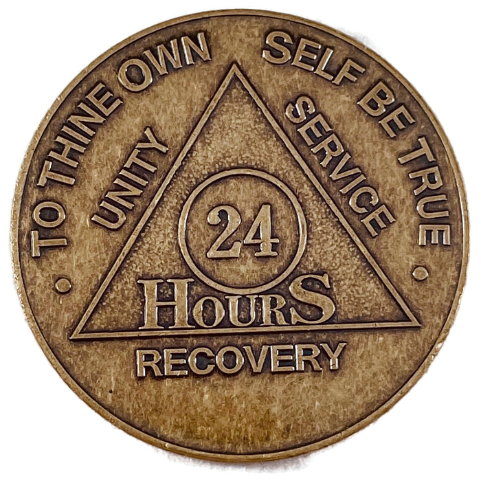 Recovery Mint Bronze AA Meeting Chips - Newcomer Coins - 24 Hours Sobriety Tokens