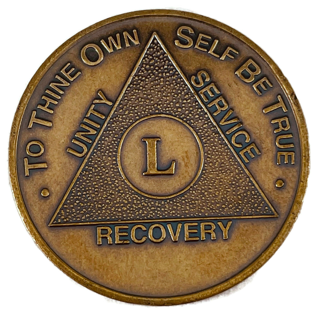 1 Year Sobriety Coin - Alcoholics Anonymous Medallion, White Silver Plated AA Chip