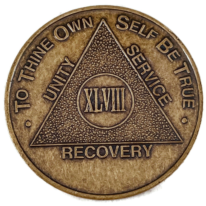 Recovery Mint 48 Year Bronze AA Meeting Chips - Forty-Eight Year Sobriety Coins/Tokens