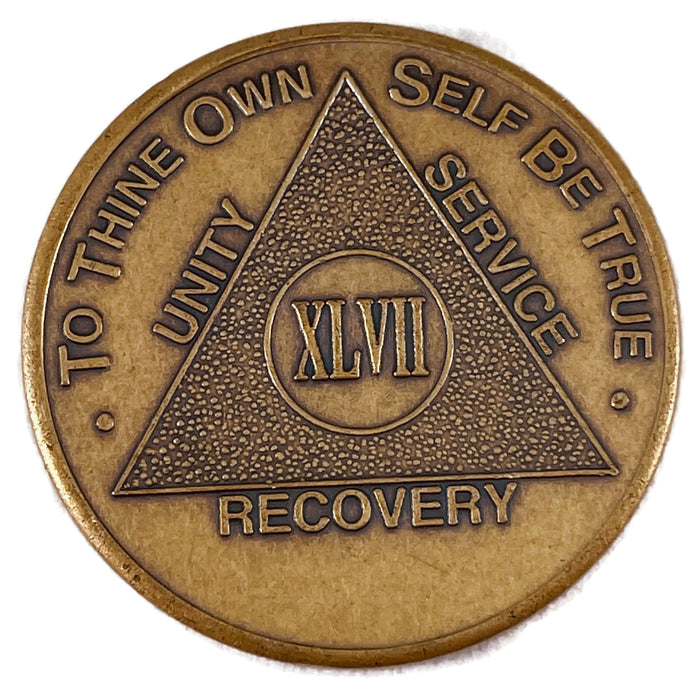 Recovery Mint 47 Year Bronze AA Meeting Chips - Forty-Seven Year Sobriety Coins/Tokens