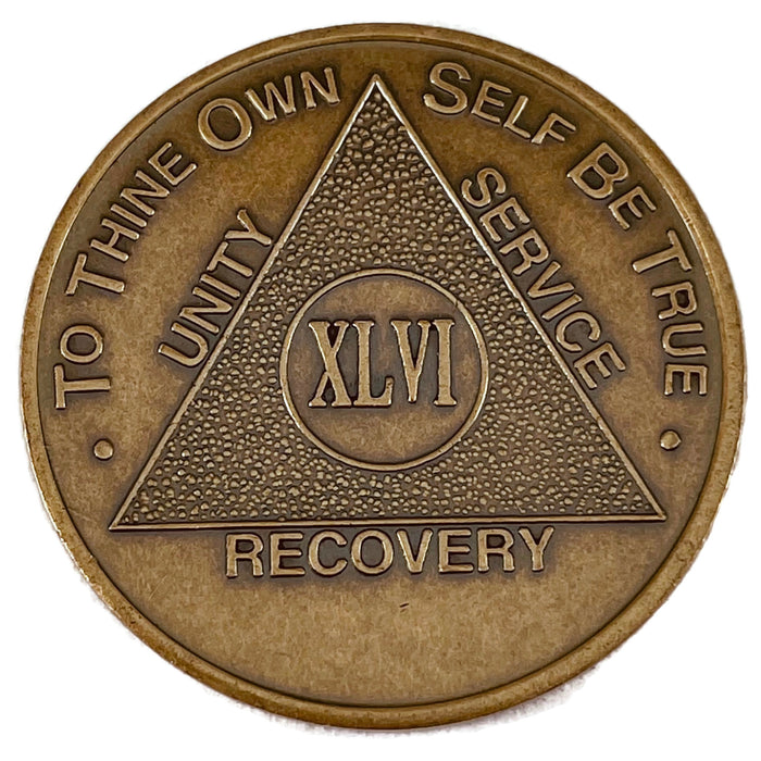 Recovery Mint 46 Year Bronze AA Meeting Chips - Forty-Six Year Sobriety Coins/Tokens