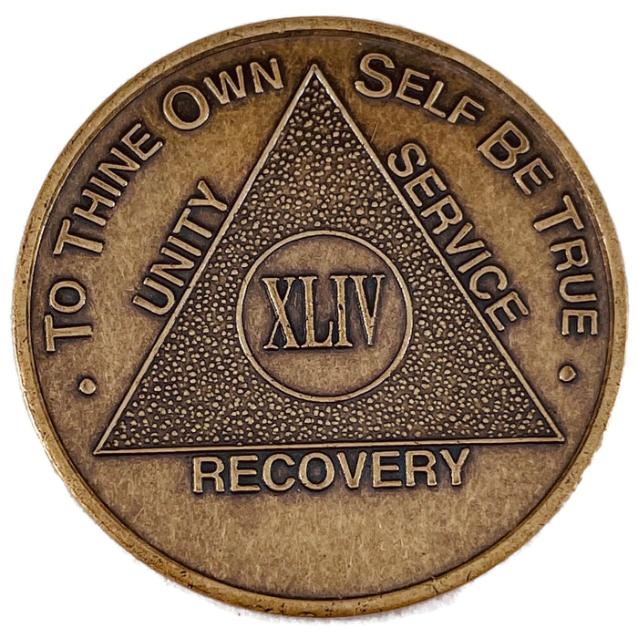 Recovery Mint 44 Year Bronze AA Meeting Chips - Forty-Four Year Sobriety Coins/Tokens