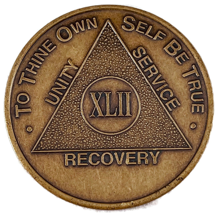 Recovery Mint 42 Year Bronze AA Meeting Chips - Forty-Two Year Sobriety Coins/Tokens